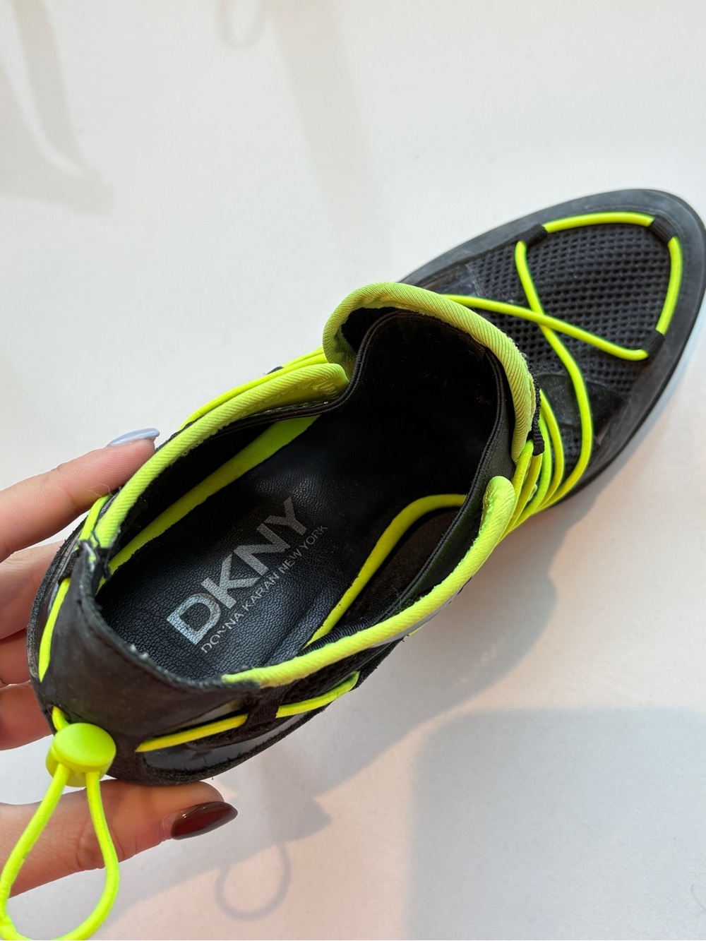 Black & Neon Green High Heel Sneaker - Picture 5 of 6
